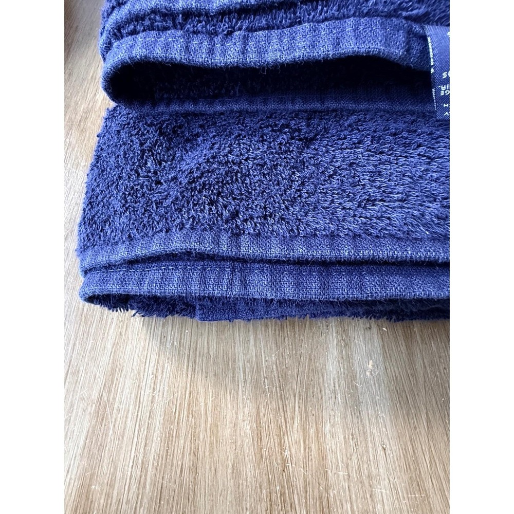 Ralph Lauren Navy Blue Cotton Towel Set Red Pony Logo Made in USA 3 Piece - Picture 2 of 5